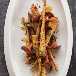 Roasted Baby Parsnips with Sherry-Maple Glaze and Chanterelles